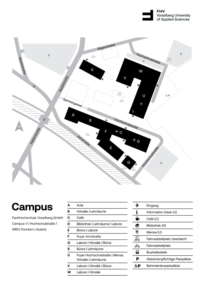 Campusplan, FHV Plan, Gebäudeplan | © FHV